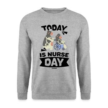 Today Is Nurse Day - Unisex Pullover - Weißgrau meliert - Vorne - Alina (178cm) & Michal (187cm)