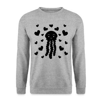 Jellyfish Hearts Jellyfish Jellyfish Happy Jellyfish - Unisex Sweatshirt - salt & pepper - Front - Alina (178cm) & Michal (187cm)
