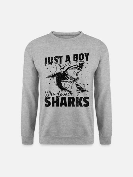Great White Shark Ich bin nur ein Junge, der Haie - Unisex Pullover - Weißgrau meliert