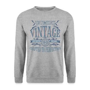 Vintage Legendary - Aged perfectly 90th birthday - Unisex Sweatshirt - salt & pepper - Front - Alina (178cm) & Michal (187cm)