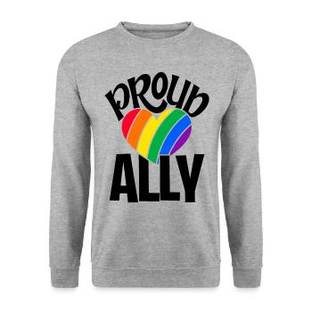 Proud Ally Rainbow Lgbtq Gay Diversity Transgender - Unisex Pullover - Weißgrau meliert - Vorne - Alina (178cm) & Michal (187cm)
