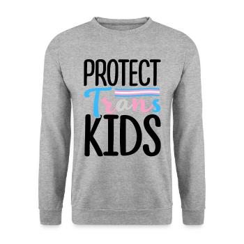 Protect Trans Kids Lgbtq Rainbow Pride Diversity Q - Unisex Pullover - Weißgrau meliert - Vorne - Alina (178cm) & Michal (187cm)