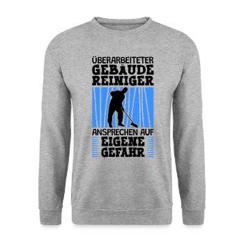 Überarbeiteter Gebäudereiniger Fensterputzer - Unisex Pullover - Weißgrau meliert - Vorne - Alina (178cm) & Michal (187cm)