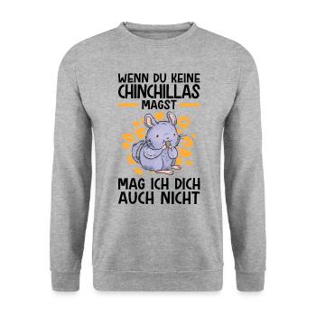 Chinchilla nicht mögen Nagetier Wollmaus - Unisex Pullover - Weißgrau meliert - Vorne - Alina (178cm) & Michal (187cm)
