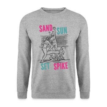 Volleyball Player Team Sand Sun - Unisex Sweatshirt - salt & pepper - Front - Alina (178cm) & Michal (187cm)