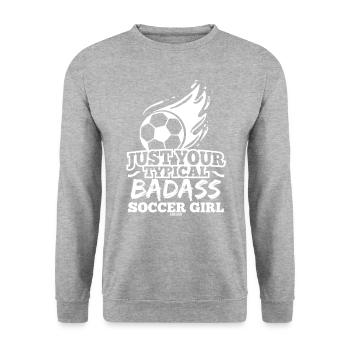 Fussballspielerin Sport Mädchen Frau - Unisex Pullover - Weißgrau meliert - Vorne - Alina (178cm) & Michal (187cm)