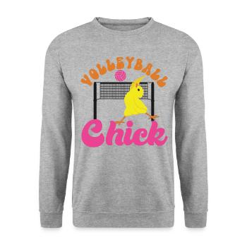 Volleyball Player Team Chicken - Unisex Pullover - Weißgrau meliert - Vorne - Alina (178cm) & Michal (187cm)