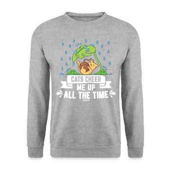 Stubentiger Raindrops Cat Meow - Unisex Sweatshirt - salt & pepper - Front - Alina (178cm) & Michal (187cm)