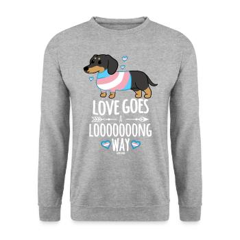 niedliche Hunderasse Dackel Tierliebe - Unisex Pullover - Weißgrau meliert - Vorne - Alina (178cm) & Michal (187cm)