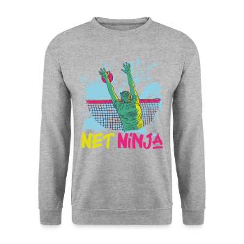 Joueur de volleyball Équipe Ninja 80s - Sweat-shirt Unisexe - gris chiné - Devant - Alina (178cm) & Michal (187cm)