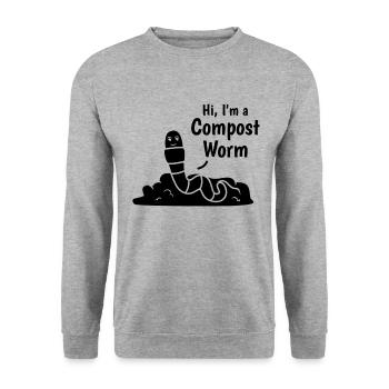 Hello I am a Compost Worm Farming Compost Worm - Unisex Sweatshirt - salt & pepper - Front - Alina (178cm) & Michal (187cm)