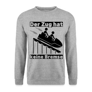 Der Zug hat keine Bremse Mallorca 2022 Party Malle - Unisex Pullover - Weißgrau meliert - Vorne - Alina (178cm) & Michal (187cm)