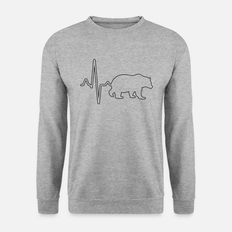 Bär Herzschlag - Unisex Pullover - Weißgrau meliert