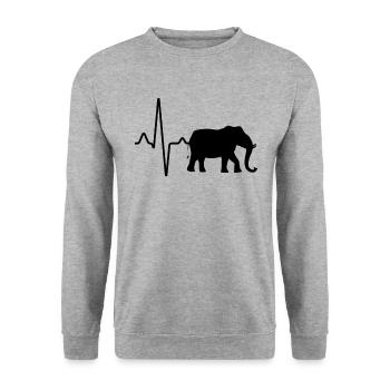 Elefant Herzschlag - Unisex Pullover - Weißgrau meliert - Vorne - Alina (178cm) & Michal (187cm)