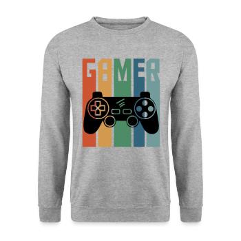 Gamer Graphic Video Game Player Gaming Gamer Pc Co - Unisex Pullover - Weißgrau meliert - Vorne - Alina (178cm) & Michal (187cm)