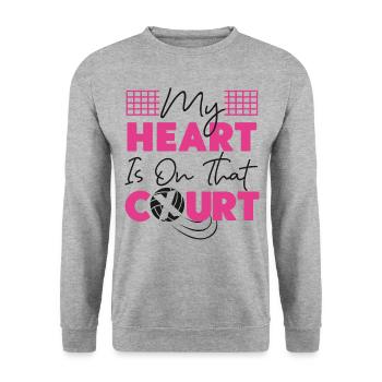 Équipe de volley-ball Mon cœur est - Sweat-shirt Unisexe - gris chiné - Devant - Alina (178cm) & Michal (187cm)