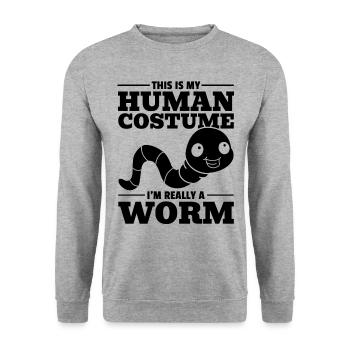 Das ist mein menschliches Kostüm Ich bin wirklich - Unisex Pullover - Weißgrau meliert - Vorne - Alina (178cm) & Michal (187cm)