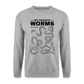 My favorite worms Compost worms Nicer - Unisex Sweatshirt - salt & pepper - Front - Alina (178cm) & Michal (187cm)