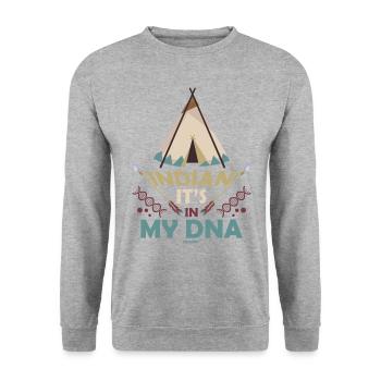 Indian Native American It's In My DNA - Unisex Pullover - Weißgrau meliert - Vorne - Alina (178cm) & Michal (187cm)