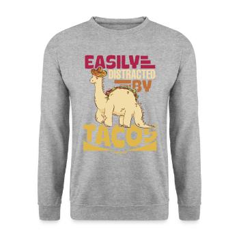 Facilement distrait par les tacos - Sweat-shirt Unisexe - gris chiné - Devant - Alina (178cm) & Michal (187cm)
