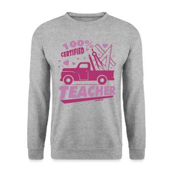 100% Certified Teacher - Unisex Sweatshirt - salt & pepper - Front - Alina (178cm) & Michal (187cm)