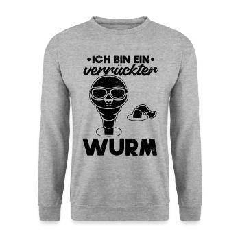Lustige Würmer Lustiger Wurm I Ich Bin Ein - Unisex Pullover - Weißgrau meliert - Vorne - Alina (178cm) & Michal (187cm)