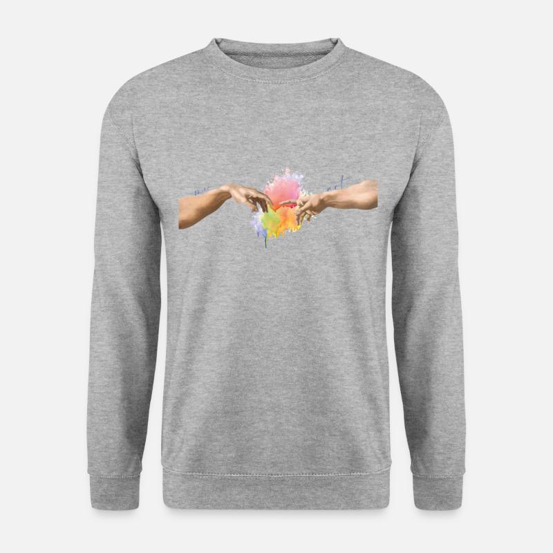 Klassische Kunst, Schöpfung Adams - Unisex Pullover - Weißgrau meliert