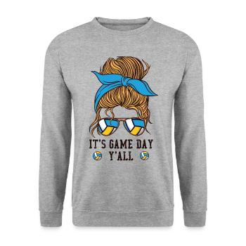 Volleyball Player Team Girl - Unisex Pullover - Weißgrau meliert - Vorne - Alina (178cm) & Michal (187cm)