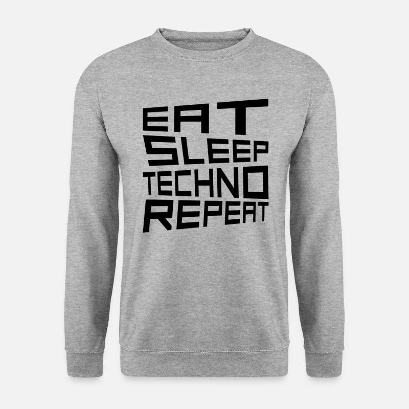 eat sleep techno repeat - Unisex Pullover - Weißgrau meliert