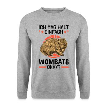 Ich mag einfach Wombats Beuteltier Wombat - Unisex Pullover - Weißgrau meliert - Vorne - Alina (178cm) & Michal (187cm)