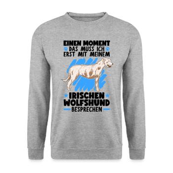 Mit meinem Irischer Wolfshund besprechen - Unisex Pullover - Weißgrau meliert - Vorne - Alina (178cm) & Michal (187cm)