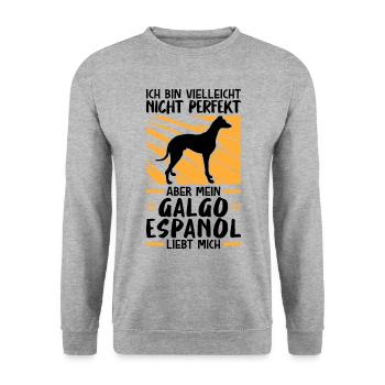 Mein Galgo Espanol liebt mich - Unisex Pullover - Weißgrau meliert - Vorne - Alina (178cm) & Michal (187cm)