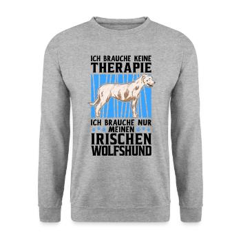 Ich brauche nur meinen Irischen Wolfshund - Unisex Pullover - Weißgrau meliert - Vorne - Alina (178cm) & Michal (187cm)