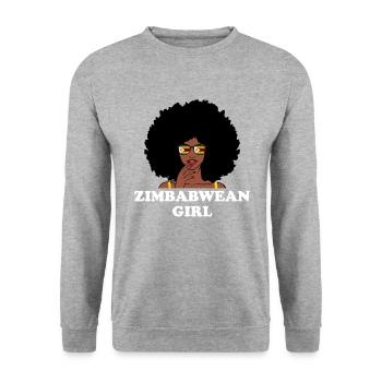 zimbabwe girl, zimbabwe - Unisex Sweatshirt - salt & pepper - Front - Alina (178cm) & Michal (187cm)