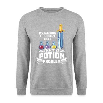 Game Nerd Game Console Gaming Play Gamepad - Unisex Sweatshirt - salt & pepper - Front - Alina (178cm) & Michal (187cm)