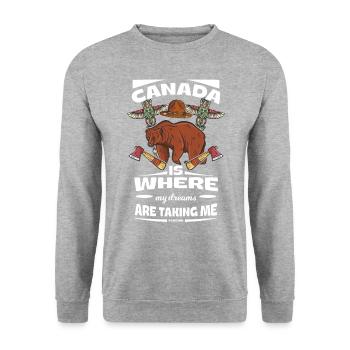 Canada - Sweat-shirt Unisexe - gris chiné - Devant - Alina (178cm) & Michal (187cm)