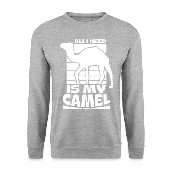 All I Need Is My Camel - Unisex Pullover - Weißgrau meliert - Vorne - Alina (178cm) & Michal (187cm)