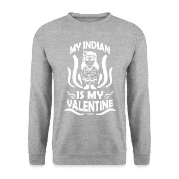 My Indian Is My Valentine Native People USA - Unisex Pullover - Weißgrau meliert - Vorne - Alina (178cm) & Michal (187cm)