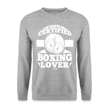 Amateur de boxe 100% certifié - Sweat-shirt Unisexe - gris chiné - Devant - Alina (178cm) & Michal (187cm)