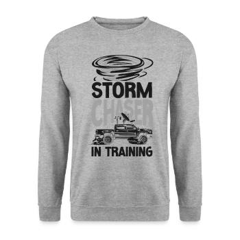 Storm Chaser Hurricane Meteorology - Unisex Pullover - Weißgrau meliert - Vorne - Alina (178cm) & Michal (187cm)