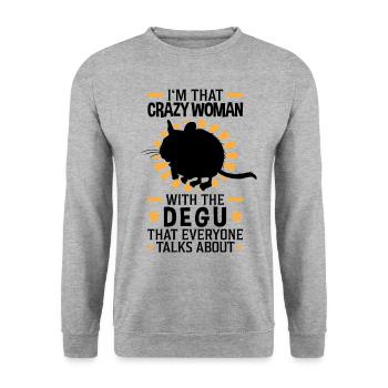 Verrückte Degu Frau Nagetier Gewöhnlicher Degu - Unisex Pullover - Weißgrau meliert - Vorne - Alina (178cm) & Michal (187cm)