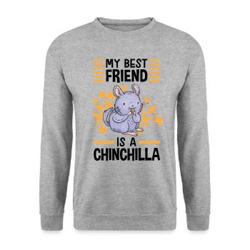 Chinchilla my best friend rodent woolly mouse - Unisex Sweatshirt - salt & pepper - Front - Alina (178cm) & Michal (187cm)