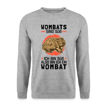 Wombats sind süß Beuteltier Wombat - Unisex Pullover - Weißgrau meliert - Vorne - Alina (178cm) & Michal (187cm)