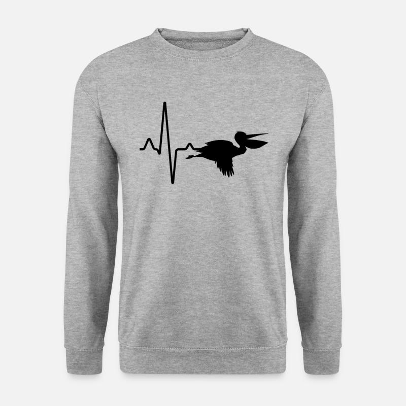 Pelikan Herzschlag - Unisex Pullover - Weißgrau meliert