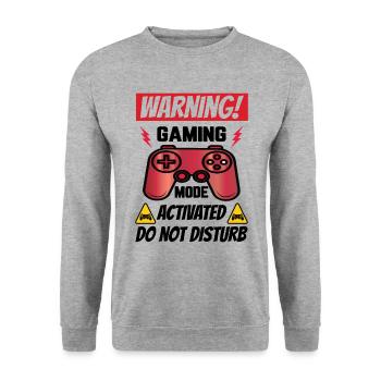 Warning Gaming Mode Activated Do Not Disturb Video - Unisex Pullover - Weißgrau meliert - Vorne - Alina (178cm) & Michal (187cm)