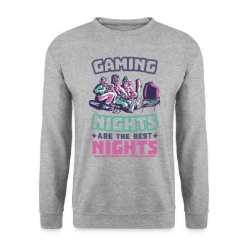 Game Nerd Game Console Gaming Play Gamepad - Unisex Sweatshirt - salt & pepper - Front - Alina (178cm) & Michal (187cm)