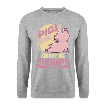 Cochon - Sweat-shirt Unisexe - gris chiné - Devant - Alina (178cm) & Michal (187cm)