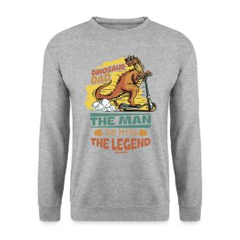 Dinosaur Dad The Man The Myth The Legend - Unisex Pullover - Weißgrau meliert - Vorne - Alina (178cm) & Michal (187cm)