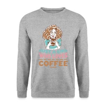 Juste une fille qui aime le café - Sweat-shirt Unisexe - gris chiné - Devant - Alina (178cm) & Michal (187cm)