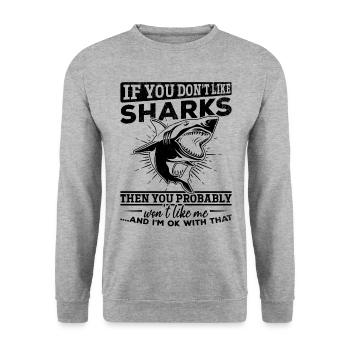 Si tu n’aimes pas les requins, tu deviendras moi - Sweat-shirt Unisexe - gris chiné - Devant - Alina (178cm) & Michal (187cm)